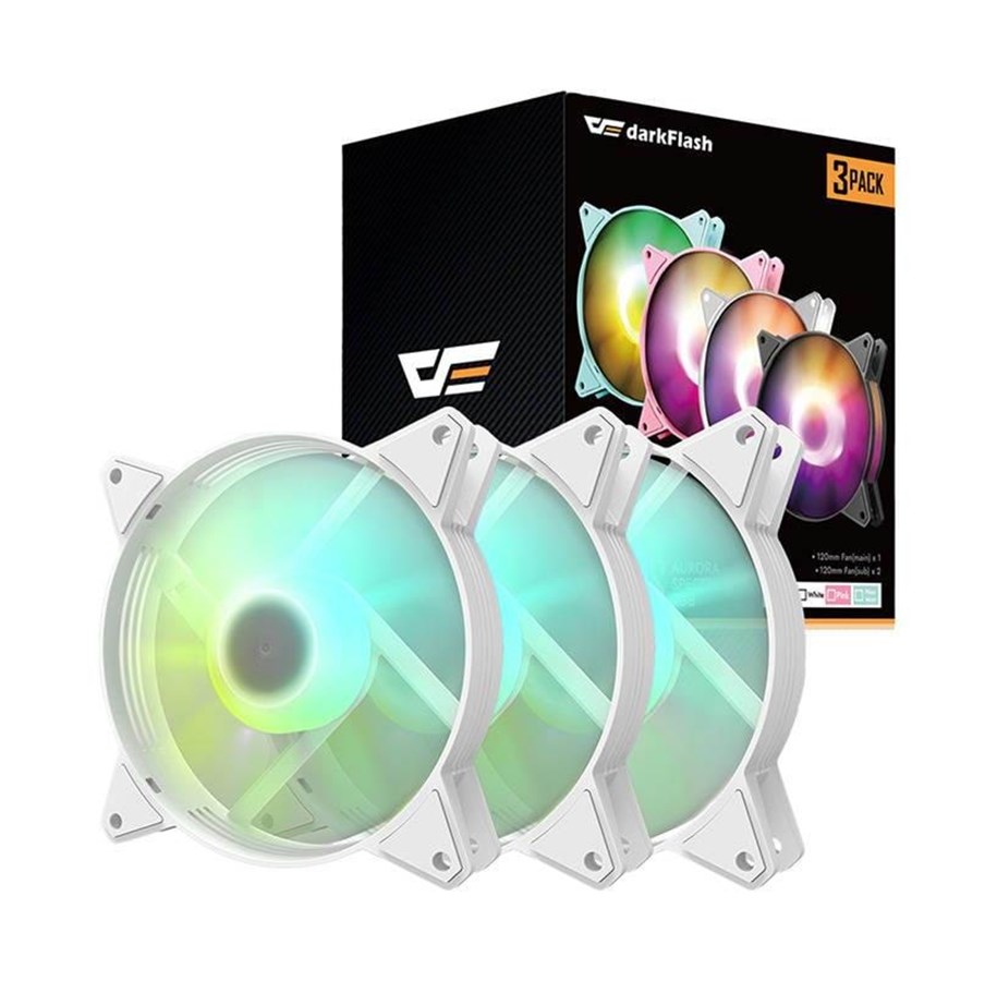 Kabinettvifte - Darkflash Computer Fan Set ARGB C6 3in1 120x120 (white) - Hvit - C6 3in1 White
