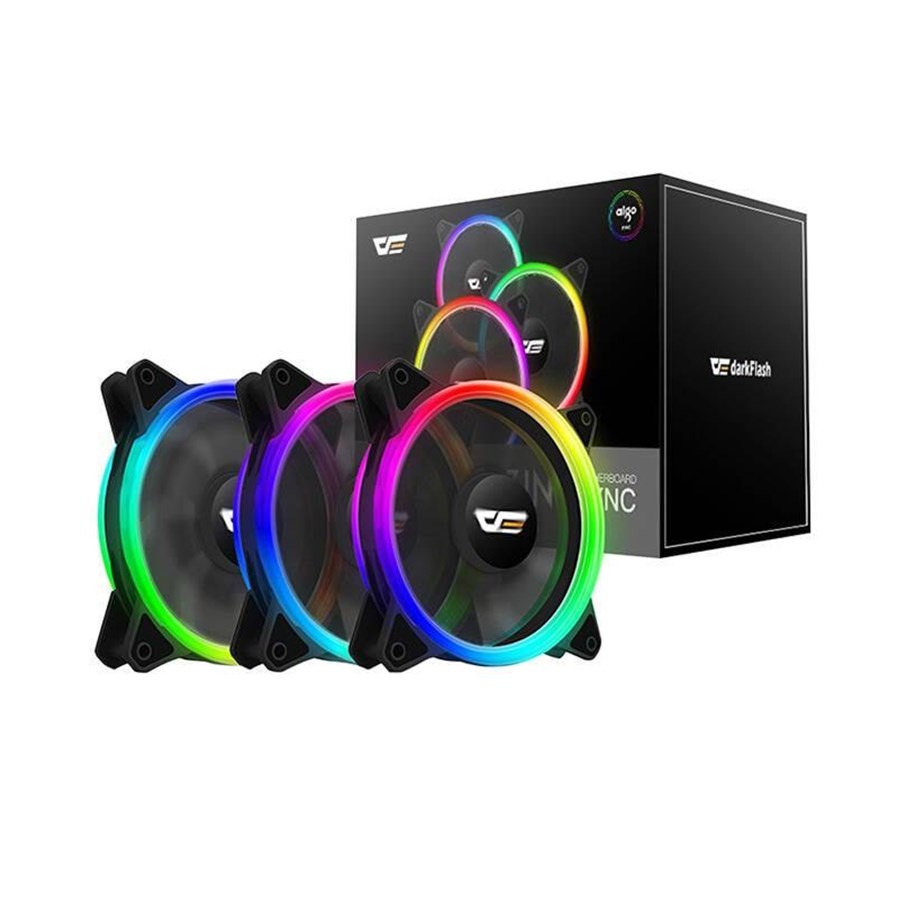 Kabinettvifte - Darkflash Computer Fan Set ARGB DR12 Pro 3in1 120x120 (black) - Kabinettvifte - 120mm - Svart - 16 dBA - DR12 PRO 3in1