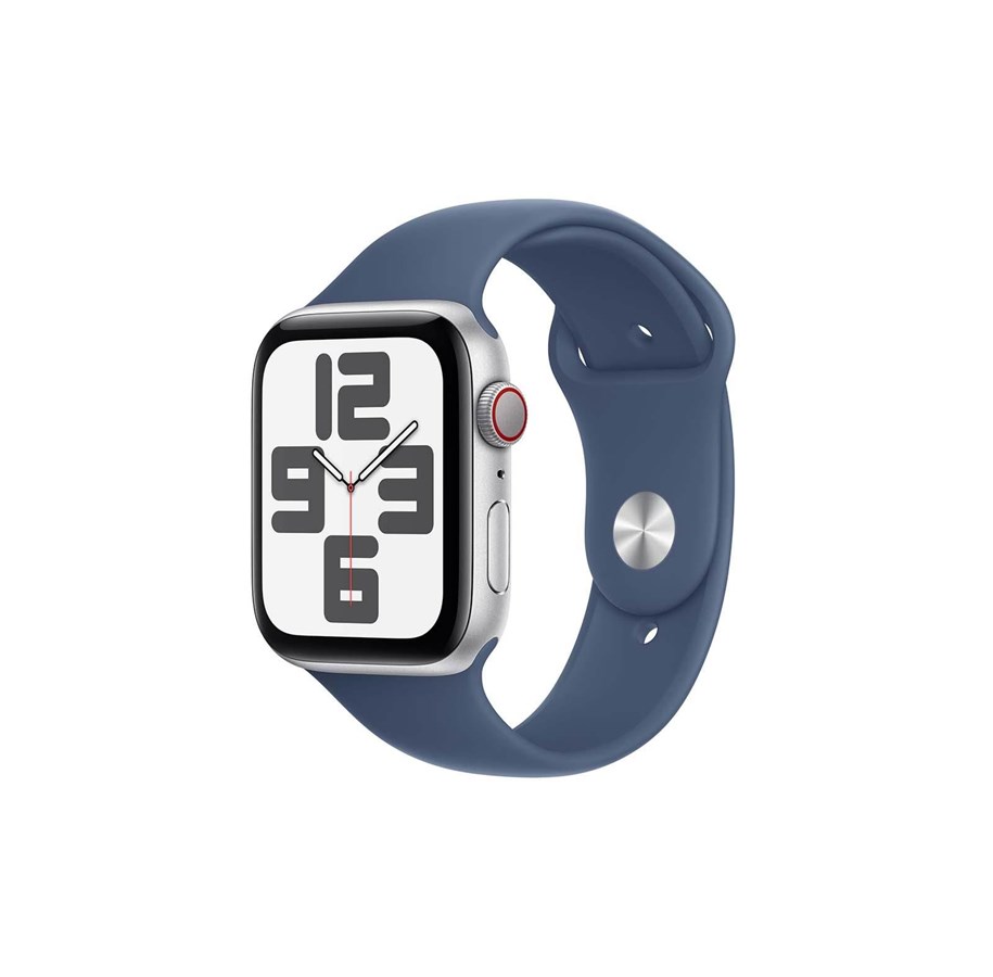 Smartklokke, Smartwatch & Sportsklokke - Apple Watch SE GPS 44mm - Silver Aluminium Case with Denim Sport Band - S/M - MXEQ3QN/A