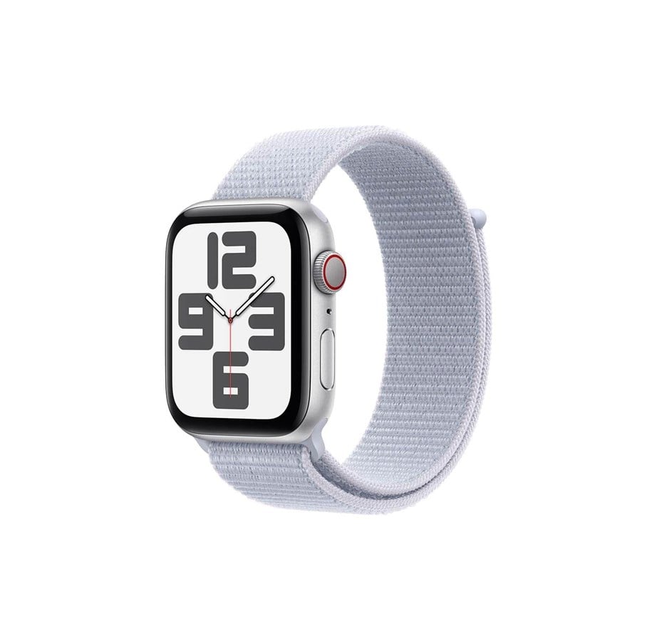 Smartklokke, Smartwatch & Sportsklokke - Apple Watch SE GPS + Cellular 44mm - Silver Aluminium Case with Blue Cloud Sport Loop - MXGR3QN/A