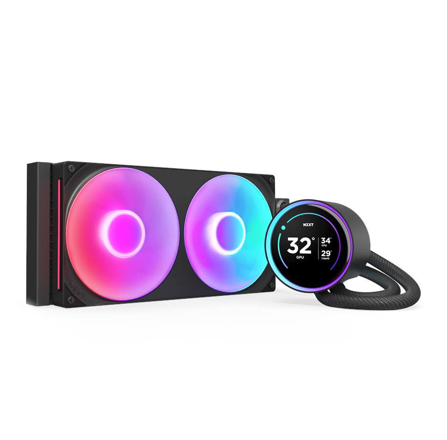 Prosessor-kjøler - NZXT Kraken Elite RGB V2 280 (2024) - Svart med RGB-lys - CPU Vannkjøling - Max 30 dBA - RL-KR28E-B2