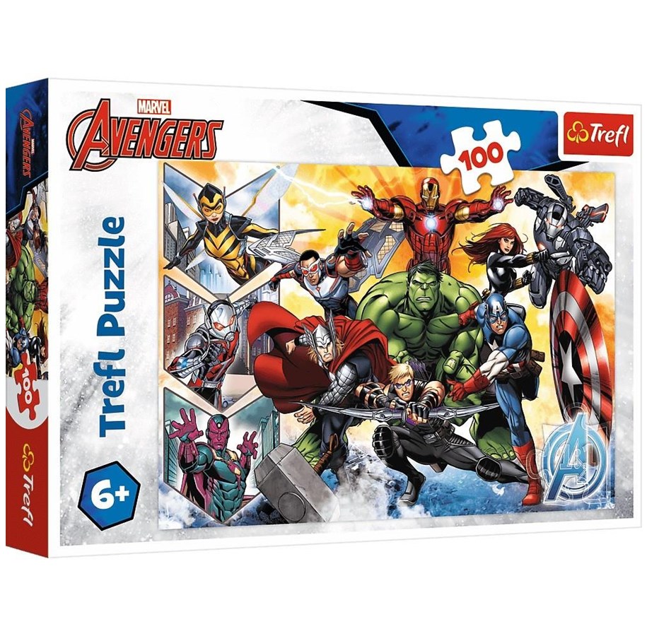 Puslespill - Trefl Puzzle - Marvel - The power of the Avengers (100 pieces) Gulv - TFL16431