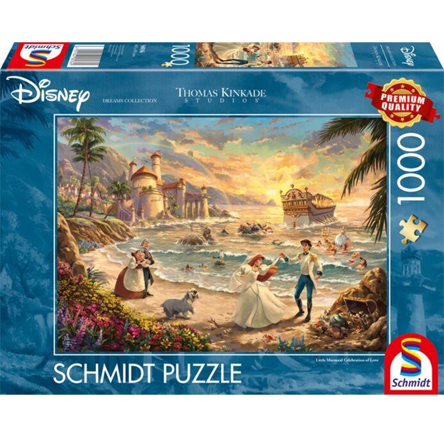 Puslespill - Schmidt Puzzle - Thomas Kinkade: Disney - Little Mermaid Celebration of Love (1000) - 58036