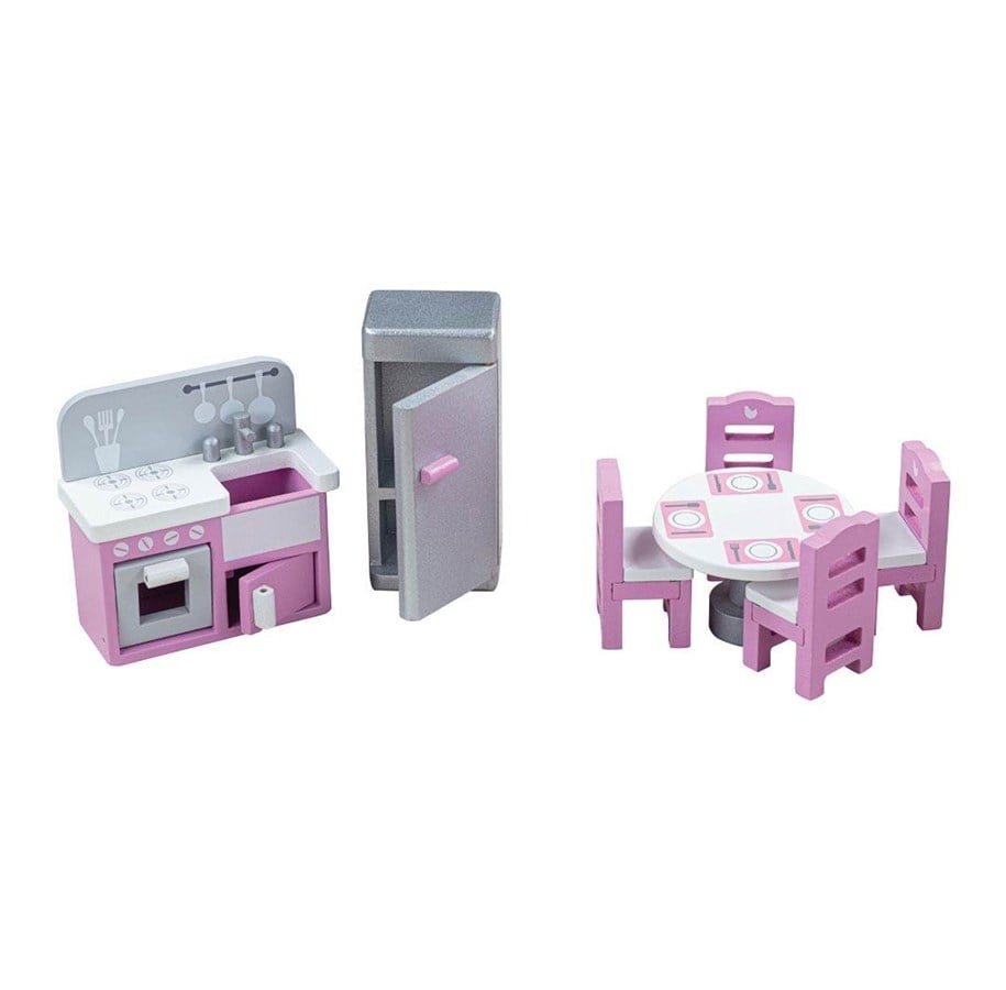 Dukkehus & Tilbehør - Tidlo Wooden Dollhouse Furniture Kitchen 9 pieces. - T0224