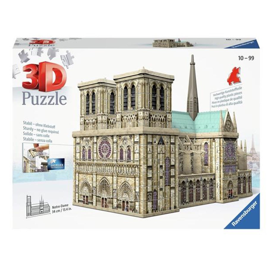 Puslespill - Ravensburger 3D Puzzle Notre Dame Paris 216pcs. 3D Puslespill - 125234