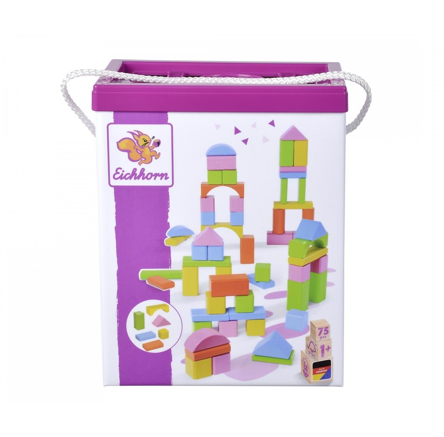 Babyleker - Eichhorn Wooden Blocks Colored 75pcs. - 100088011