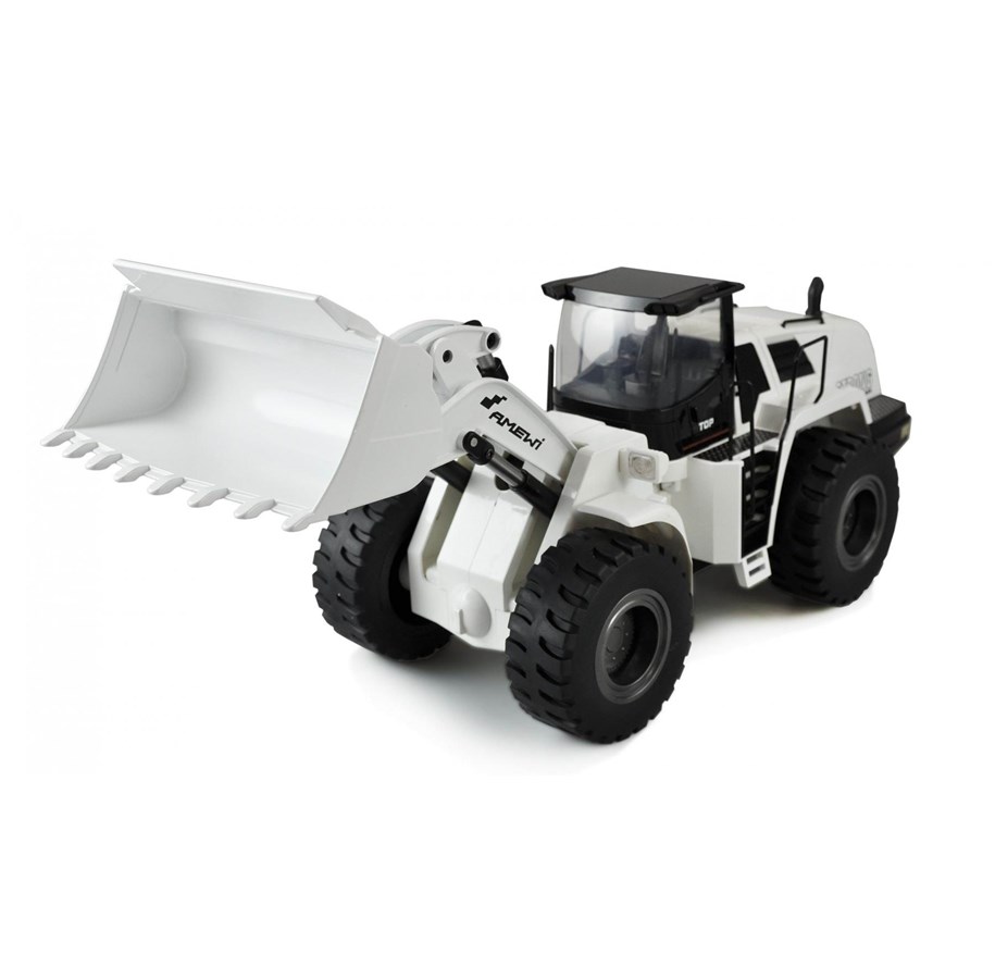 Fjernstyrt - Amewi Wheel Loader G484E AE 1:14 RTR 10-Channel Sound Light Partial Metal White - 22416