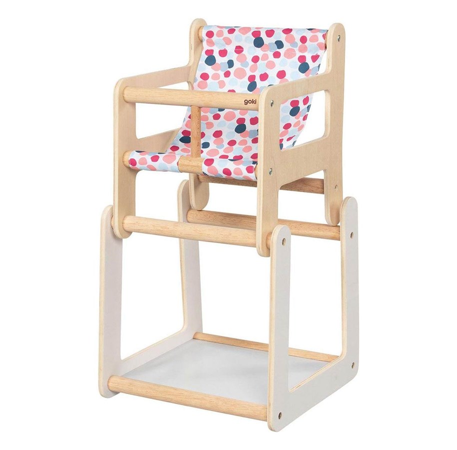 Dukker & Tilbehør - Goki Wooden Doll Chair with Table 2in1 - 51483
