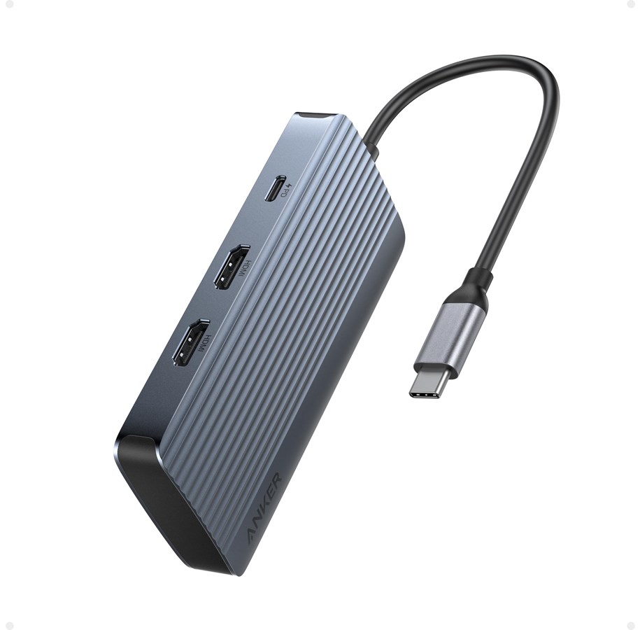 Dokkingstasjon - Anker USB-C Hub (7-in-1 Dual Display) - Grey - A83740A1