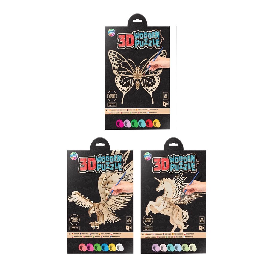 Puslespill - Creative Craft Group Wooden 3D Puzzle Animal with Paint and Brush 3D Puslespill - 400088
