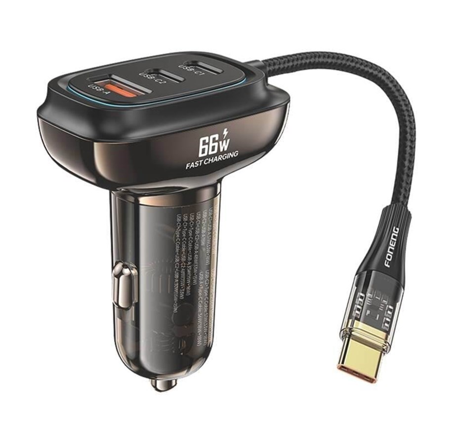 Mobil - Adaptere og ladere - Foneng C20 A+C+C 66W car charger 3 ports - c20 66W
