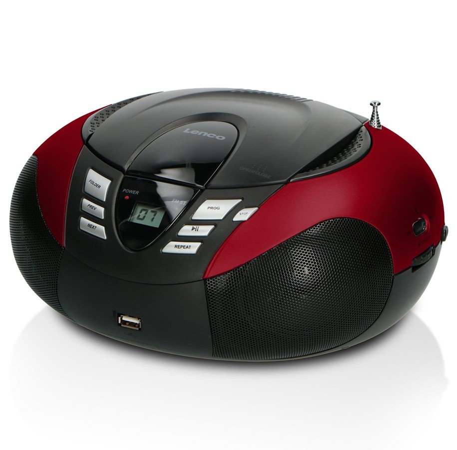 CD-spiller - Lenco SCD-37 USB - Portable FM Radio CD and USB player - Red - SCD-37 USB Red