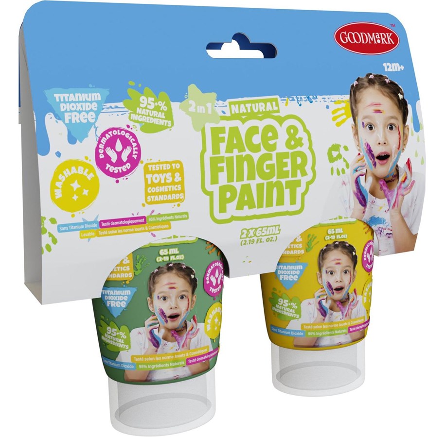 Kreative leker - Boti Natural Face & Fingerpaint Tube - Green and Yellow 2x65ml - 38553