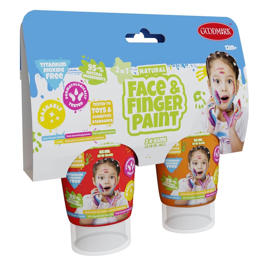 Kreative leker - Boti Natural Face & Fingerpaint Tube - Red and Orange 2x65ml - 38554
