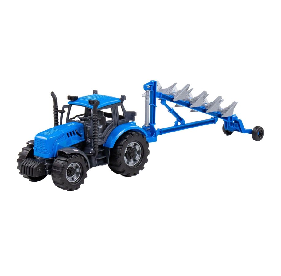 Leketøysbil - Cavallino Toys - Cavallino Tractor with Plow Blue Scale 1:32 - 1264FM04