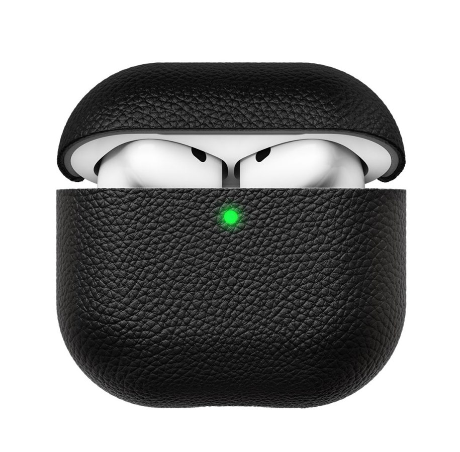 Hodetelefoner - KeyBudz Artisan Series Leather Case for Airpods 4:th gen - Black - AP4_S3_BLK