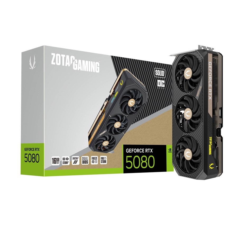 Grafikkort - ZOTAC GeForce RTX 5080 Solid OC - 16GB GDDR7 RAM - Grafikkort - ZT-B50800J-10P