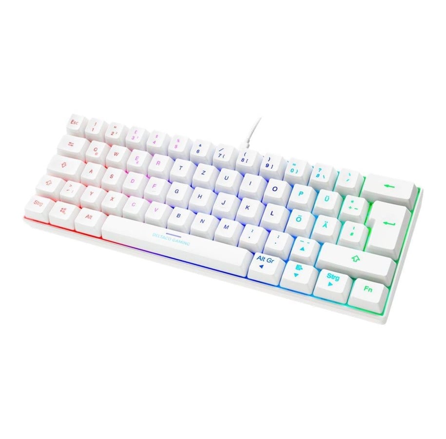 Tastatur - Deltaco GAMING GAM-075 - keyboard - QWERTZ - German - white Input Device - Gamingtastatur - Tysk - Hvit - GAM-075-W-DE