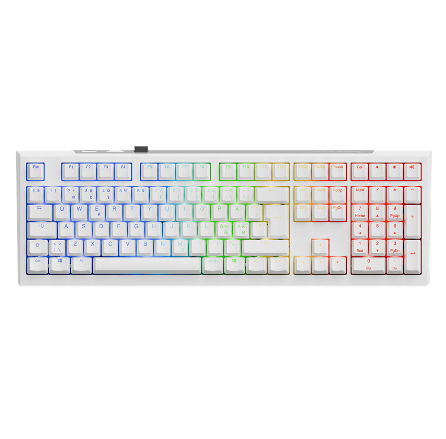 Tastatur - Ducky One X - Fullsize 100% - Gamingtastatur - Nordisk - Hvit - 394227