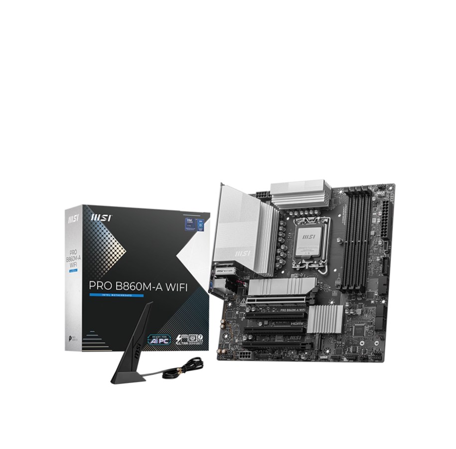 Hovedkort - MSI PRO B860M-A WIFI Hovedkort - Intel B860 - Intel LGA1851 - DDR5 RAM - Micro-ATX - PRO B860M-A WIFI