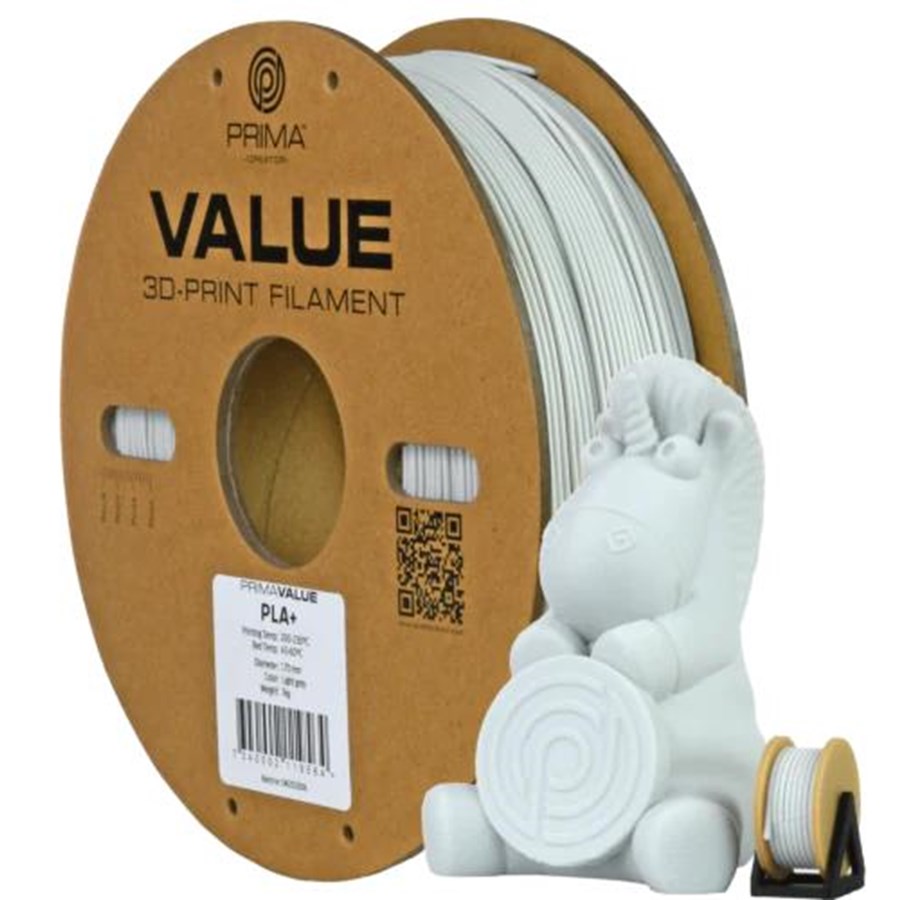 Filament/Resin - 3D-skriver - Prima Value PLA+ - Light Grey - PV24-PLA-175-1000-LGY