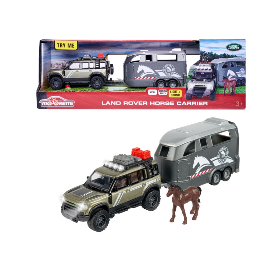 Leketøysbil - Majorette Grand Series - Land Rover med Hestetransport - 213776000
