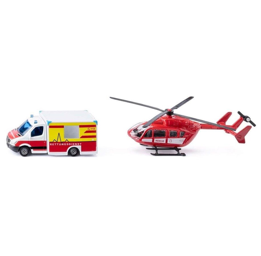 Leketøysbil - SIKU Mercedes-Benz Rescue Van and Helicopter - 313-1748