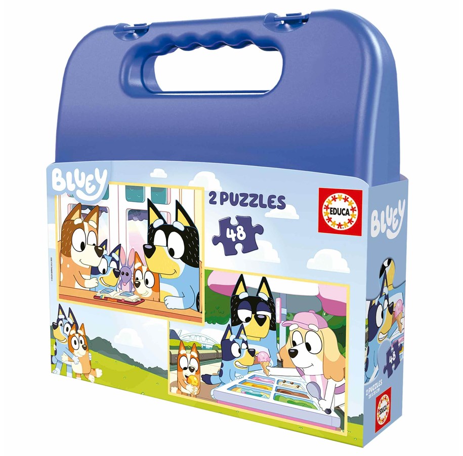 Puslespill - Educa Puzzle Suitcase 2x48 - Bluey - 80-19831