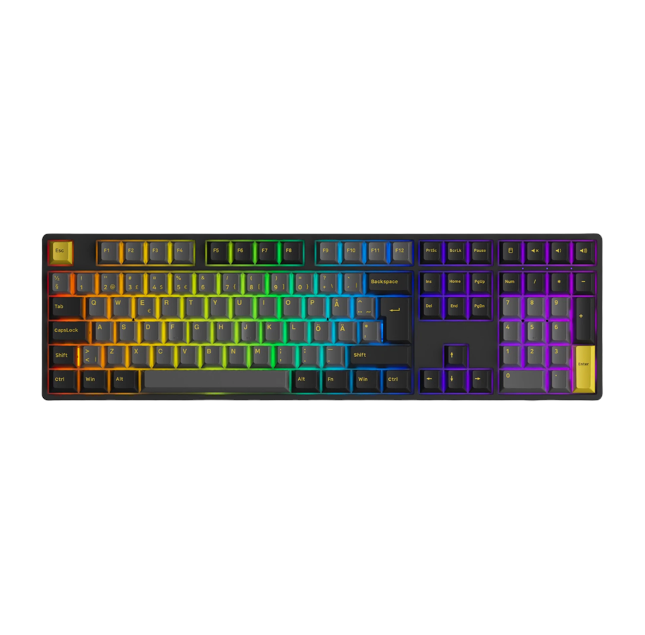 Tastatur - Akkogear 5108B Black/Gold - V3 Yellow Pro Switch - Gamingtastatur - Universal - Svart - 6925758630092