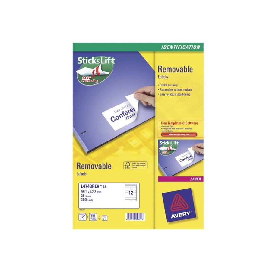 Papir, Fotopapir & Etiketter - Avery L4745REV - labels - 200 pcs. - 63.5 x 96 mm - L4745REV-25