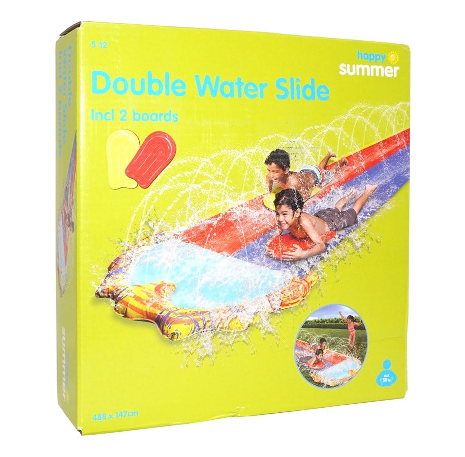 Utendørsleker - Happy Summer Double Water Slide w/ boards - 303518