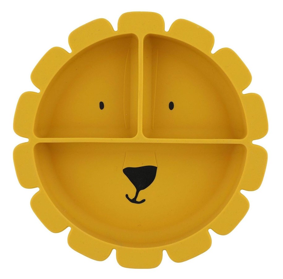 Babyleker - Trixie Baby - Silicone Plate with Compartments and Suction Cup - Mr. Lion - 96-429