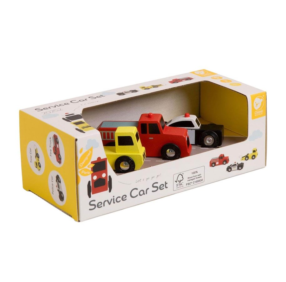 Treleker - Classic World Wooden Emergency Service Cars Set 3pcs. - 20252