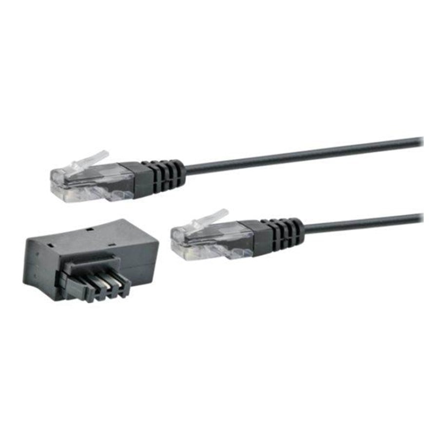 Nettverkskabel - Schwaiger TAE/DSL Adapter With Modem Cable - phone cable kit - 3 m - Svart - 3m - TAL6731533