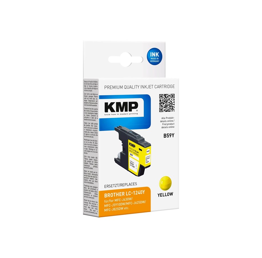 Printertilbehør blekk/toner - KMP B59Y - yellow - compatible - remanufactured - ink cartridge (alternative for: Brother LC1240Y) - 1524,4809