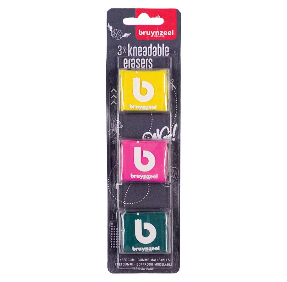 Skrive- & Tegneverktøy - Bruynzeel - Kneadable Erasers 3 pcs. (Assorted colours) - 60281003