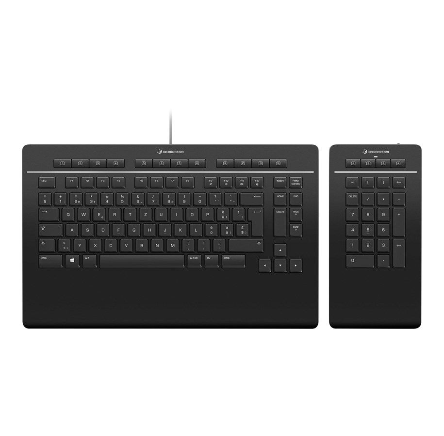 Tastatur - 3Dconnexion Keyboard Pro with Numpad - Tastatur & Numerisk sett - Sveitsisk - Svart - 3DX-700098