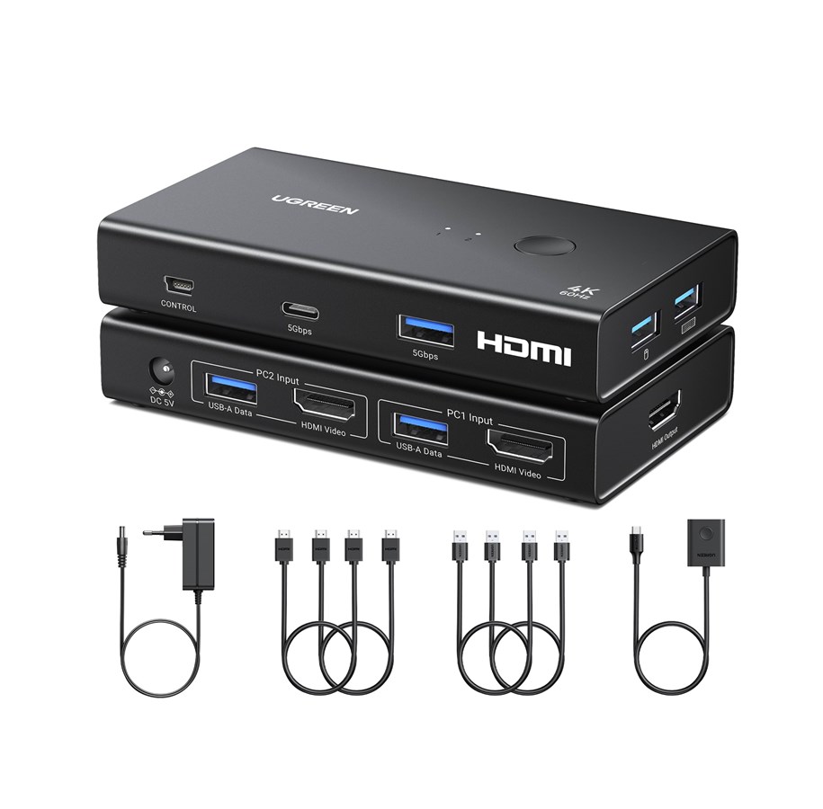 Videosplitter - UGREEN HDMI KVM Switch 2 In 1 Out - 45452-UG