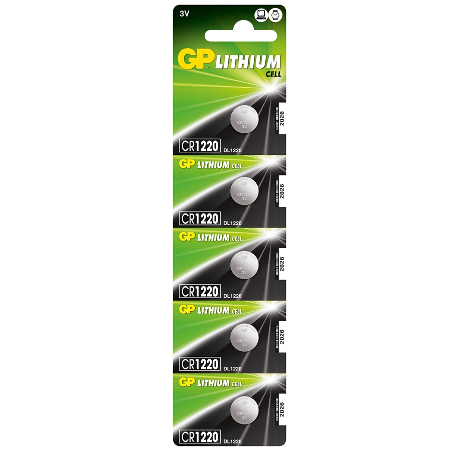 Batteri - GP Batteries Lithium CR1220, 5-pack - 2191