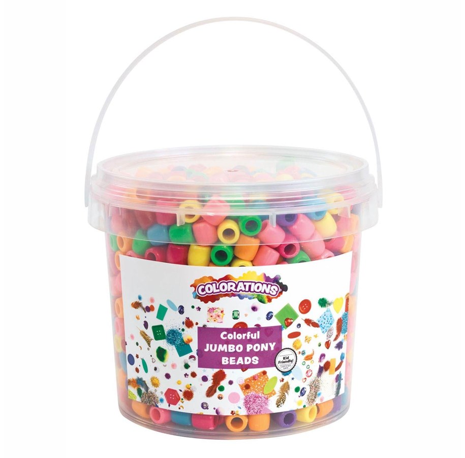 Kreative leker - Colorations - Colored Large Beads in Bucket 680 grams - BIGPONY