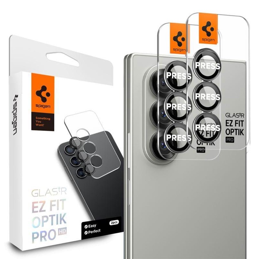 Mobil - Beskyttelsesglass - Spigen Glass tR EZ Fit Optik Pro HD 2 Pack - black - Samsung Galaxy Z Fold7 - AGL09581