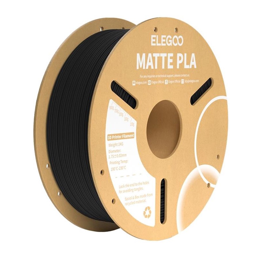 Filament/Resin - 3D-skriver - Elegoo PLA Matte Filament - Black - 50.203.0250
