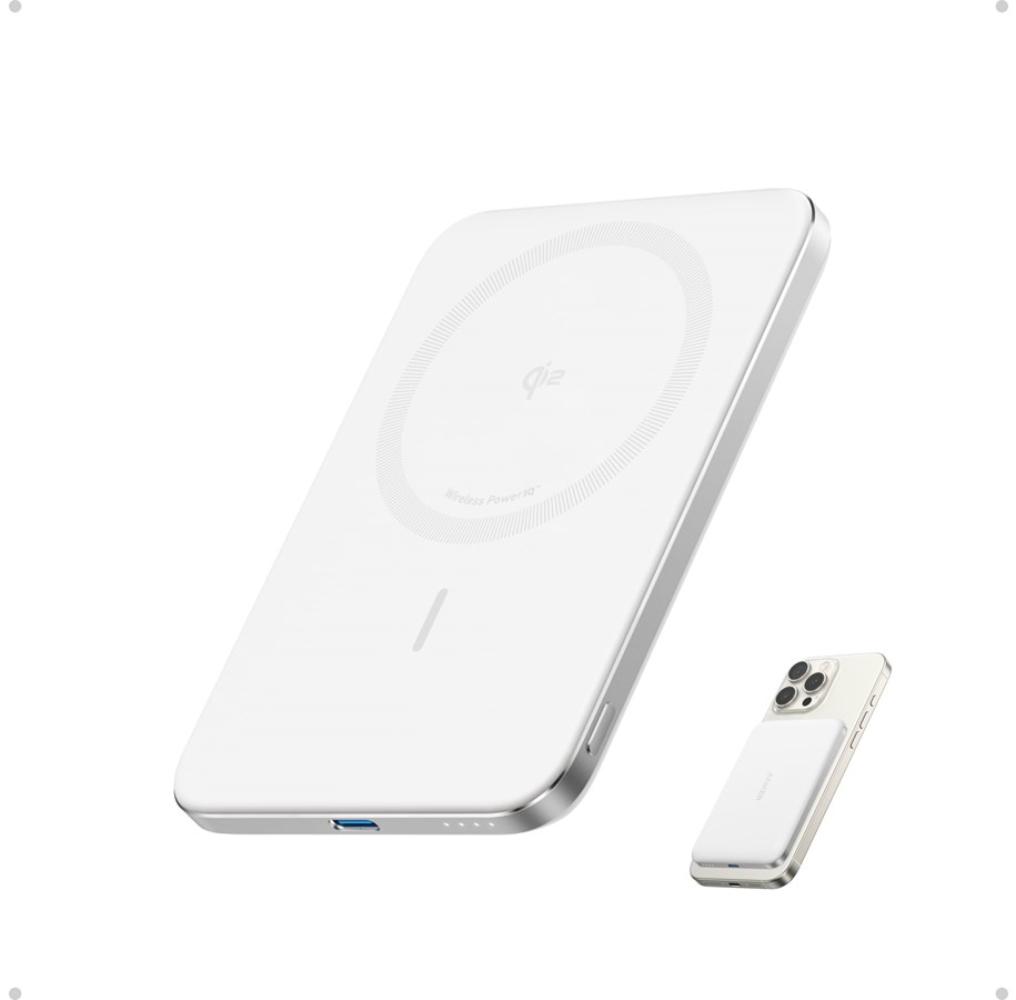 Anker MagGo Power Bank 5K Slim - White Ndlader - Hvit - 5000 mAh