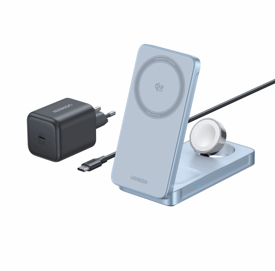 Mobil - Adaptere og ladere - UGREEN MagFlow Qi2.2 25 W 3-in-1 Magnetic Wireless Charger - 55965