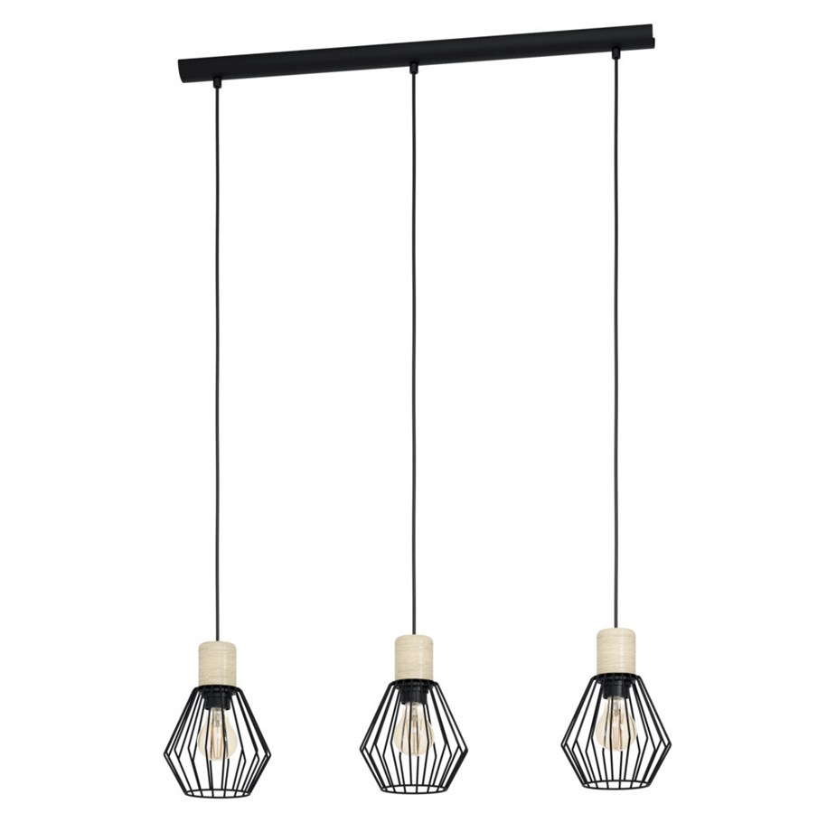 Lamper - EGLO PALMORLA LANGBORD 3XE27 L760 SVART/EG - 43378
