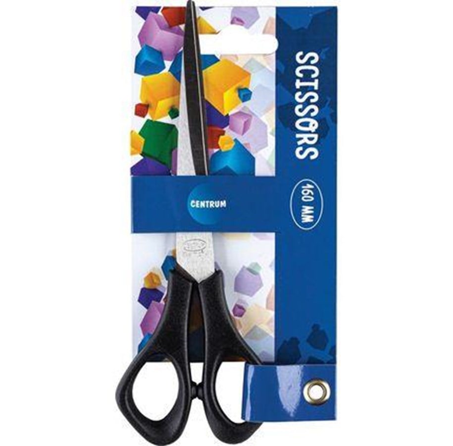 Hobbyartikler - CENTRUM Scissors 16cm. Black handle. On blister card - 80181