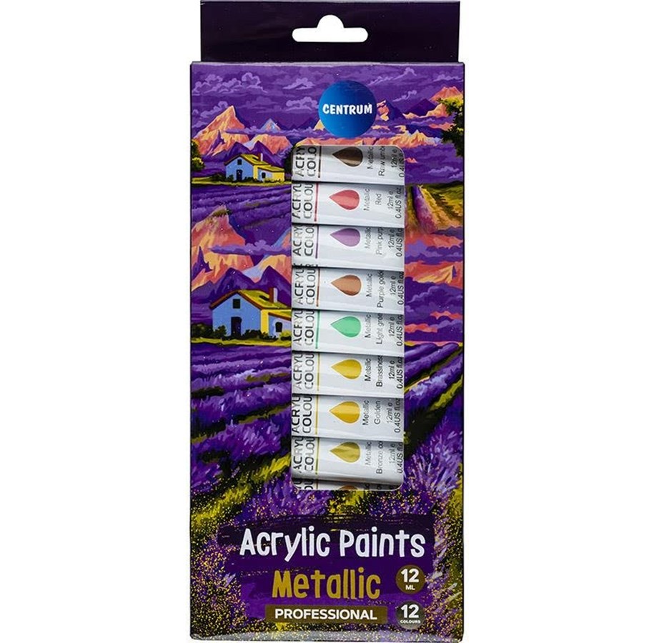Hobbyartikler - CENTRUM Acrylic colors. 12 tubes of 12 ml. - 80225