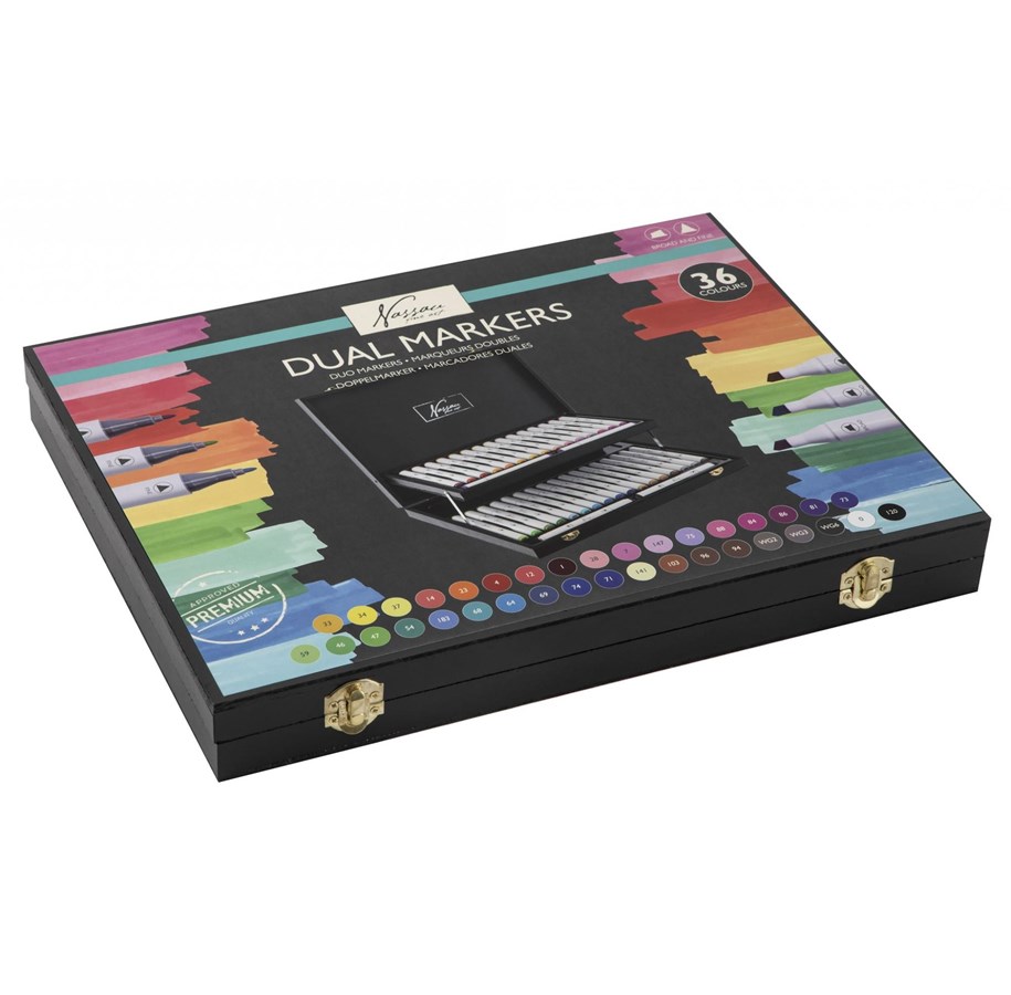 Hobbyartikler - Creative Craft Group Thick/thin markers - wooden box - AR0115/22GE