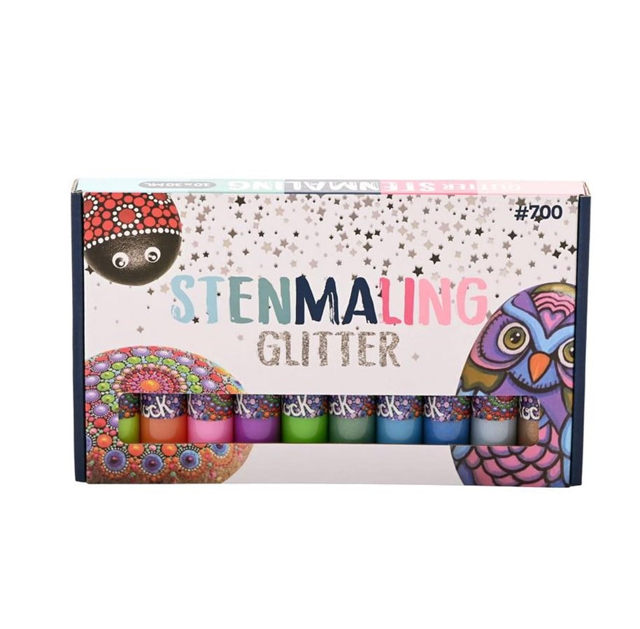 Hobbyartikler - Hobby Mate Stone paint 10*30ml GLITTER colors - HOBBY1669