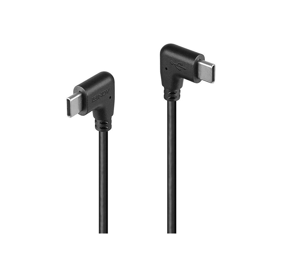 USB - Lindy USB 2.0 Right-Angled USB-C to Right-Angled USB-C Cable - 0.5m - 32008